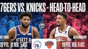 76ers vs knicks match player stats